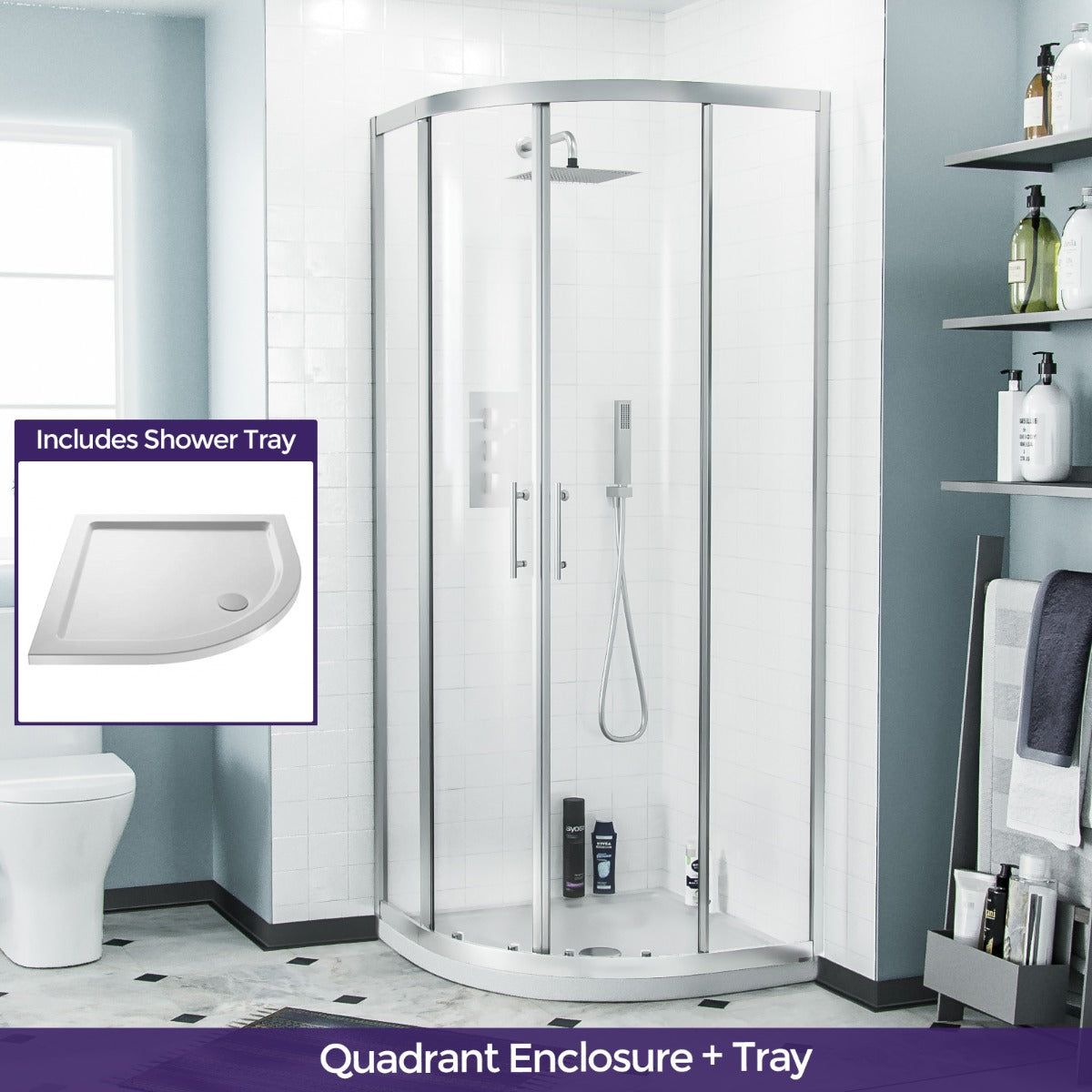 Saturn Quadrant 800mm Shower Enclosure & Tray
