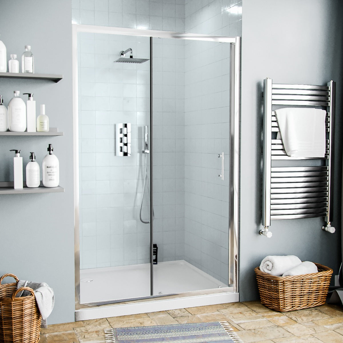 Magna 1200mm Sliding Glass Screen Shower Door Chrome