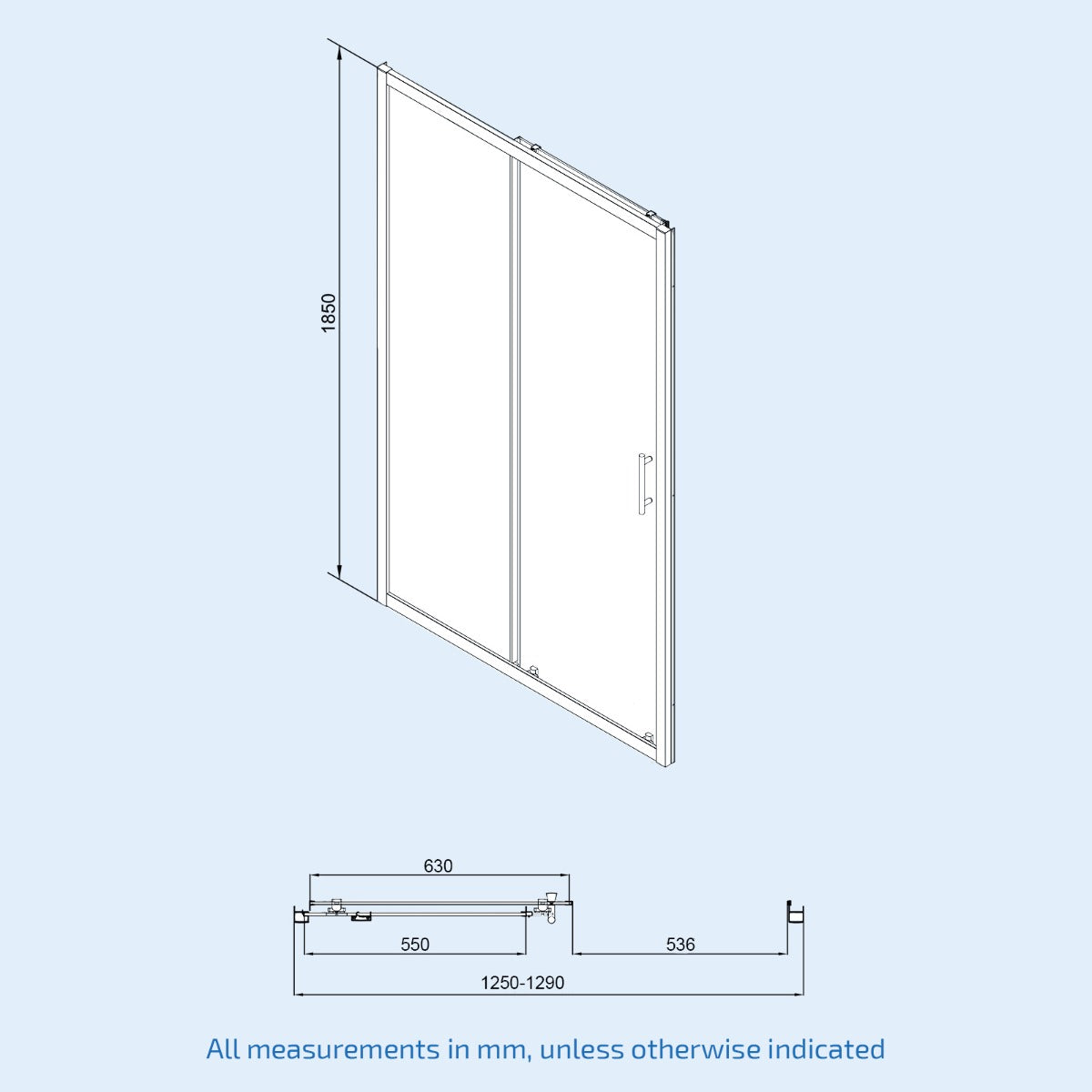 Magna 1300mm Sliding Glass Screen Shower Door Chrome