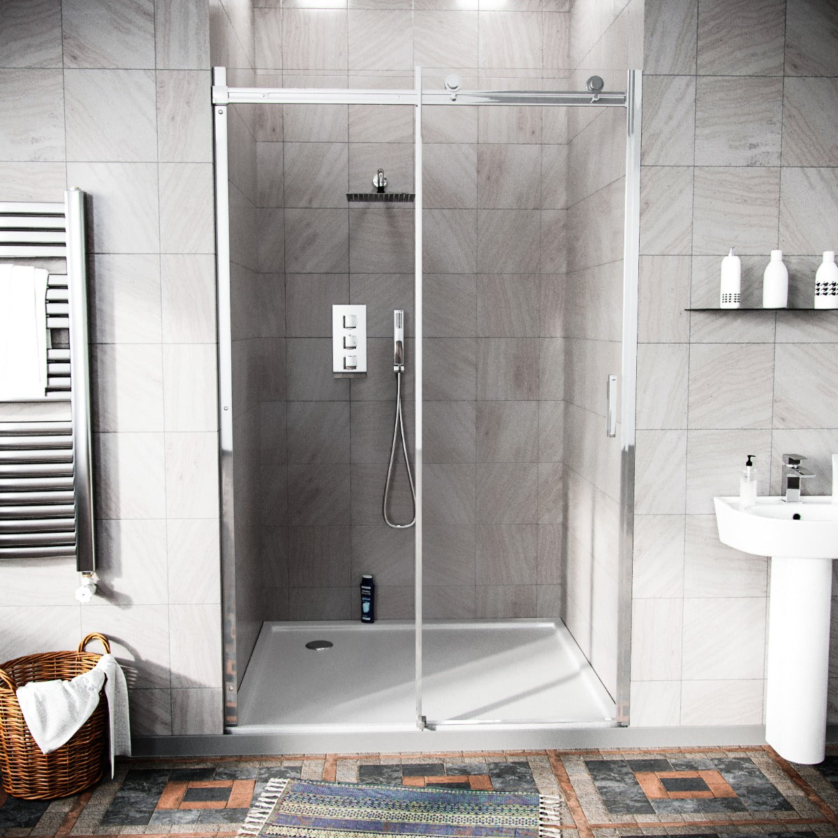 Hardwick 1000mm Frameless Sliding Shower Enclosure 8mm Clear Tempered Glass
