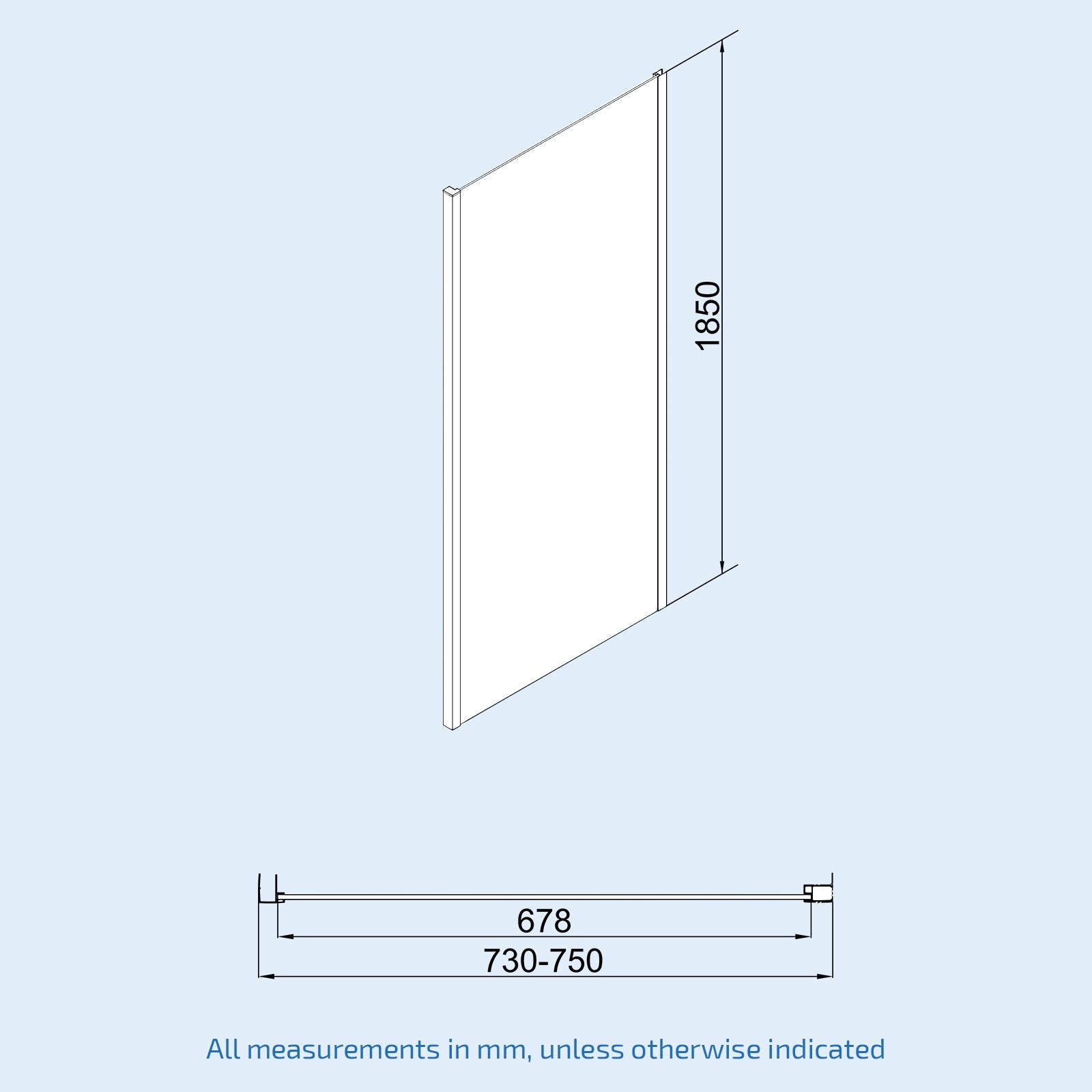 Bi-Fold Folding 760 x 760mm Glass Door with Frameless Side Panel Tray