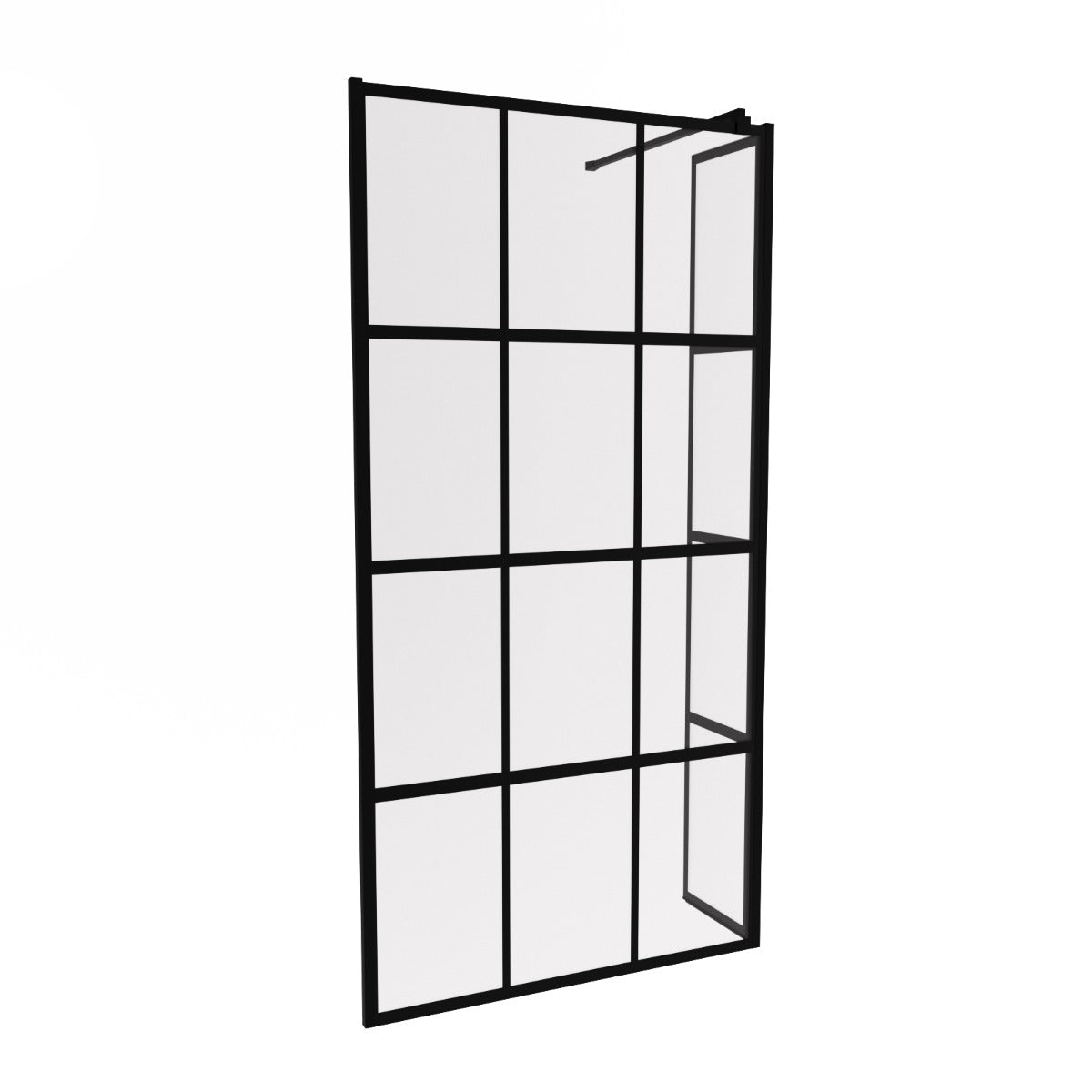 Stanley 1000mm Black Grid Framed Walk-In Shower Enclosure & Fixed Flipper Panel
