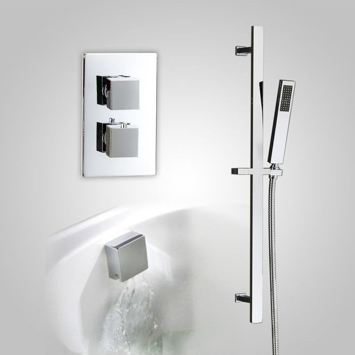 Temelis 2 Dial 2 Way Square Set - Rail Handset & Bath Filler