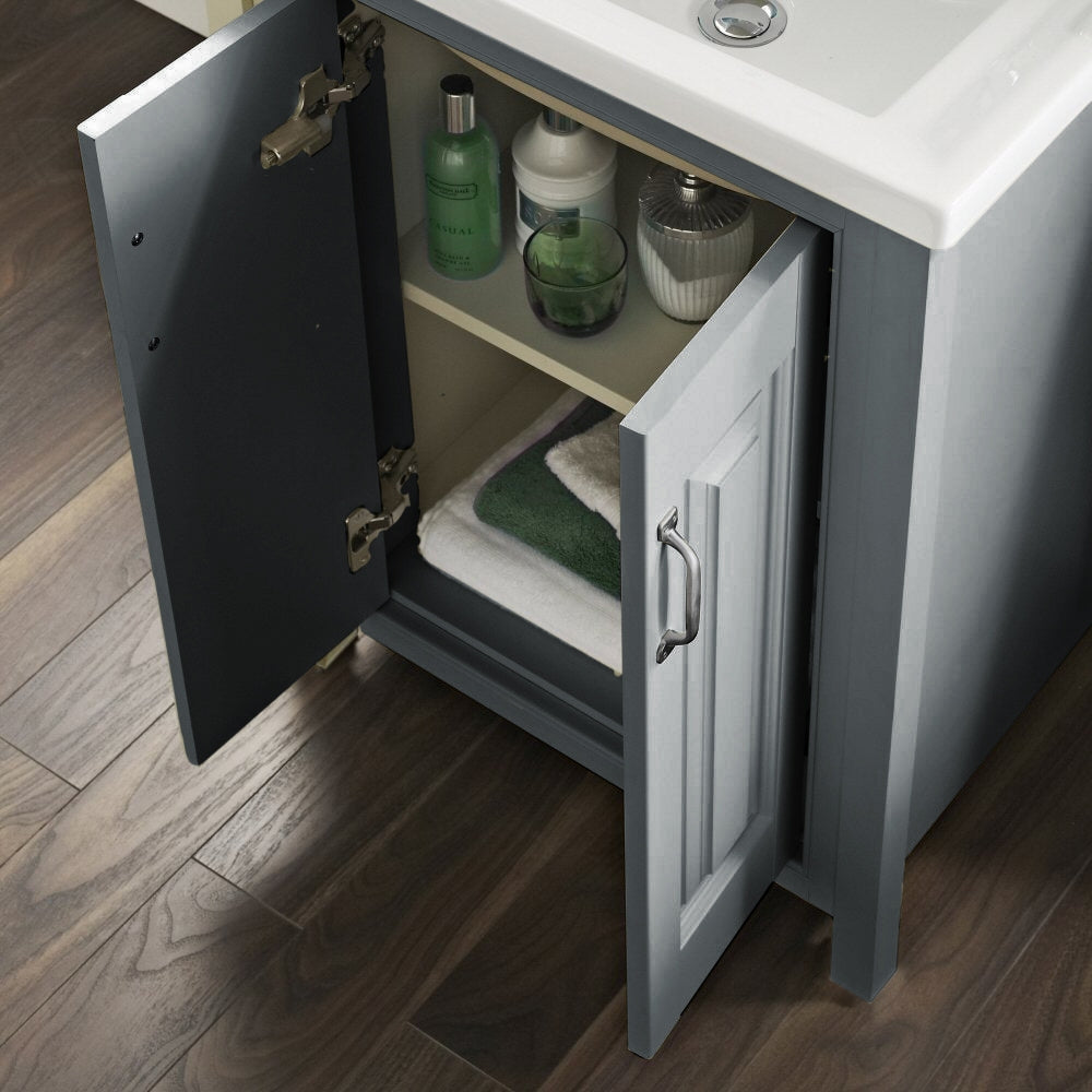 Chiltern 600mm Bathroom Traditional Basin Vanity Cabinet Unit Grey