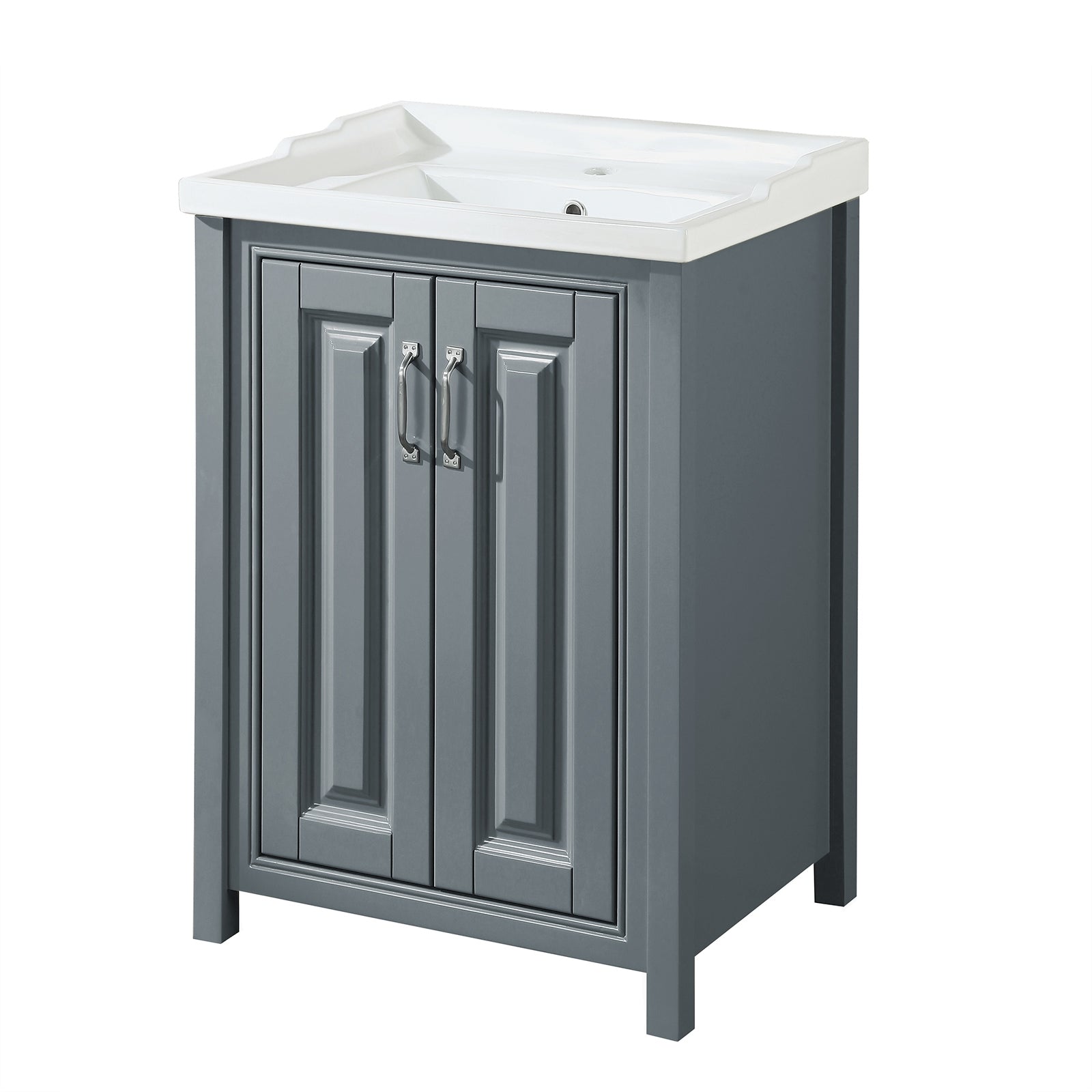 Chiltern 600mm Bathroom Traditional Basin Vanity Cabinet Unit Grey