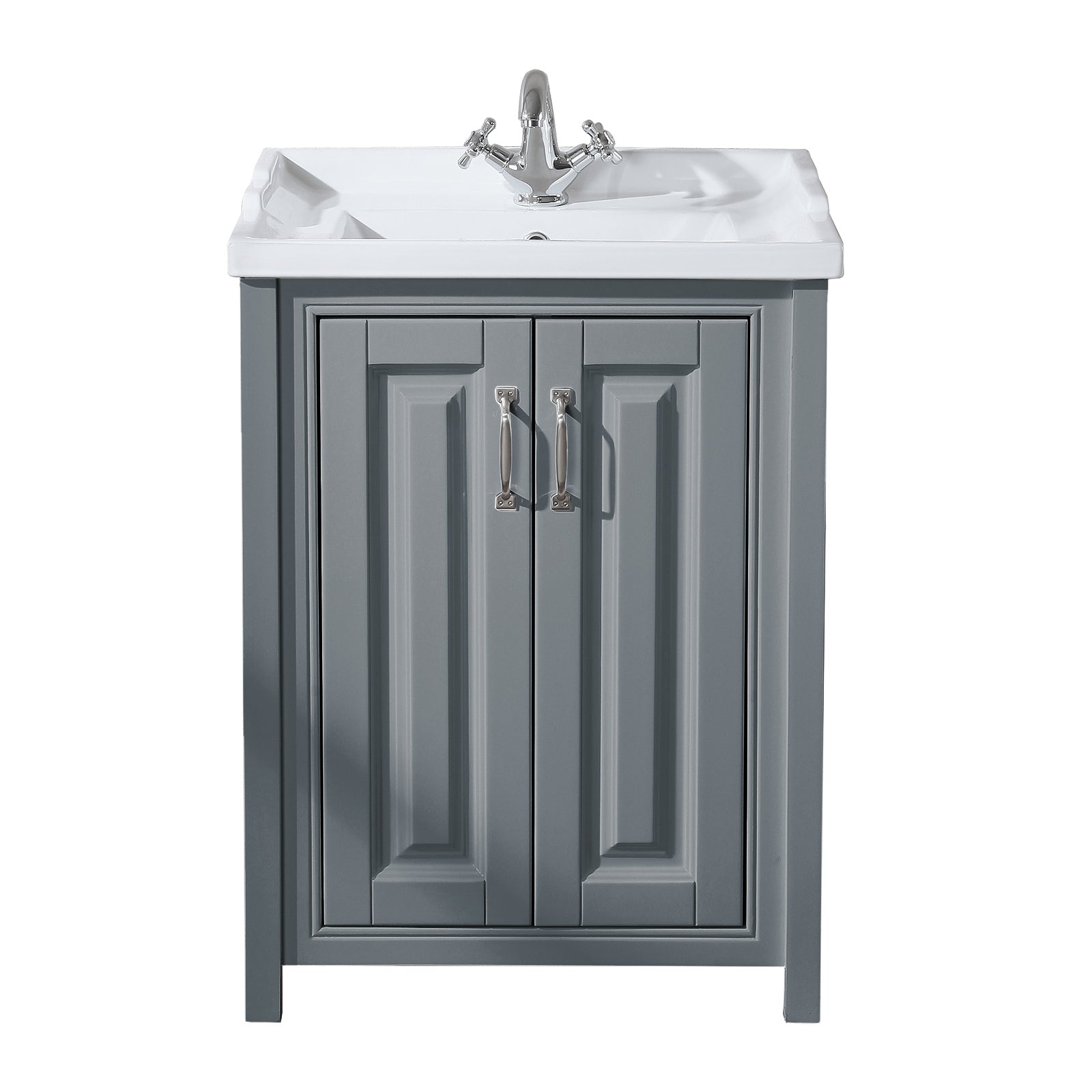 Chiltern 600mm Bathroom Traditional Basin Vanity Cabinet Unit Grey