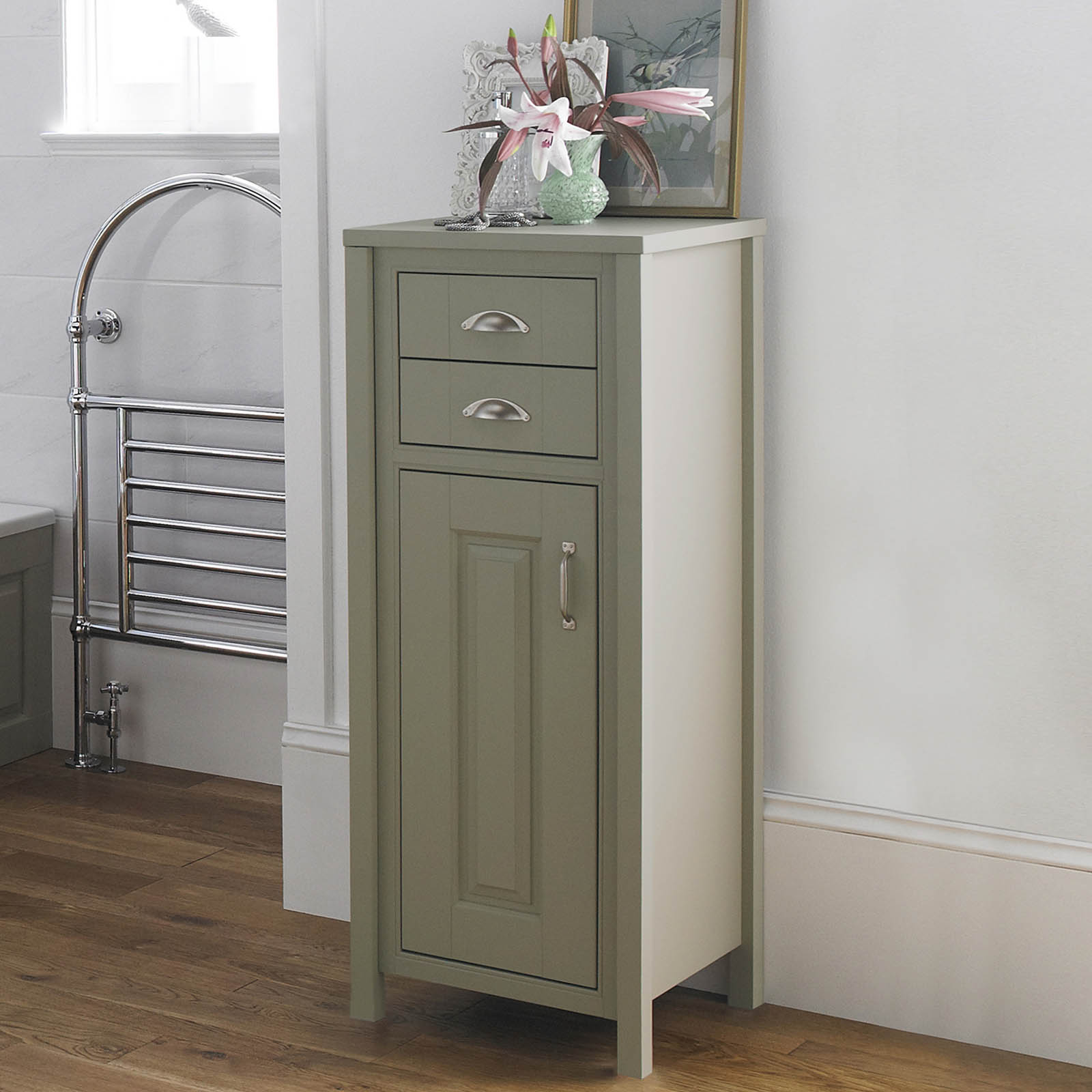 Chiltern 600mm Vanity Basin Unit, Tall Cabinet & Mirror Cabinet Suite Stone Grey