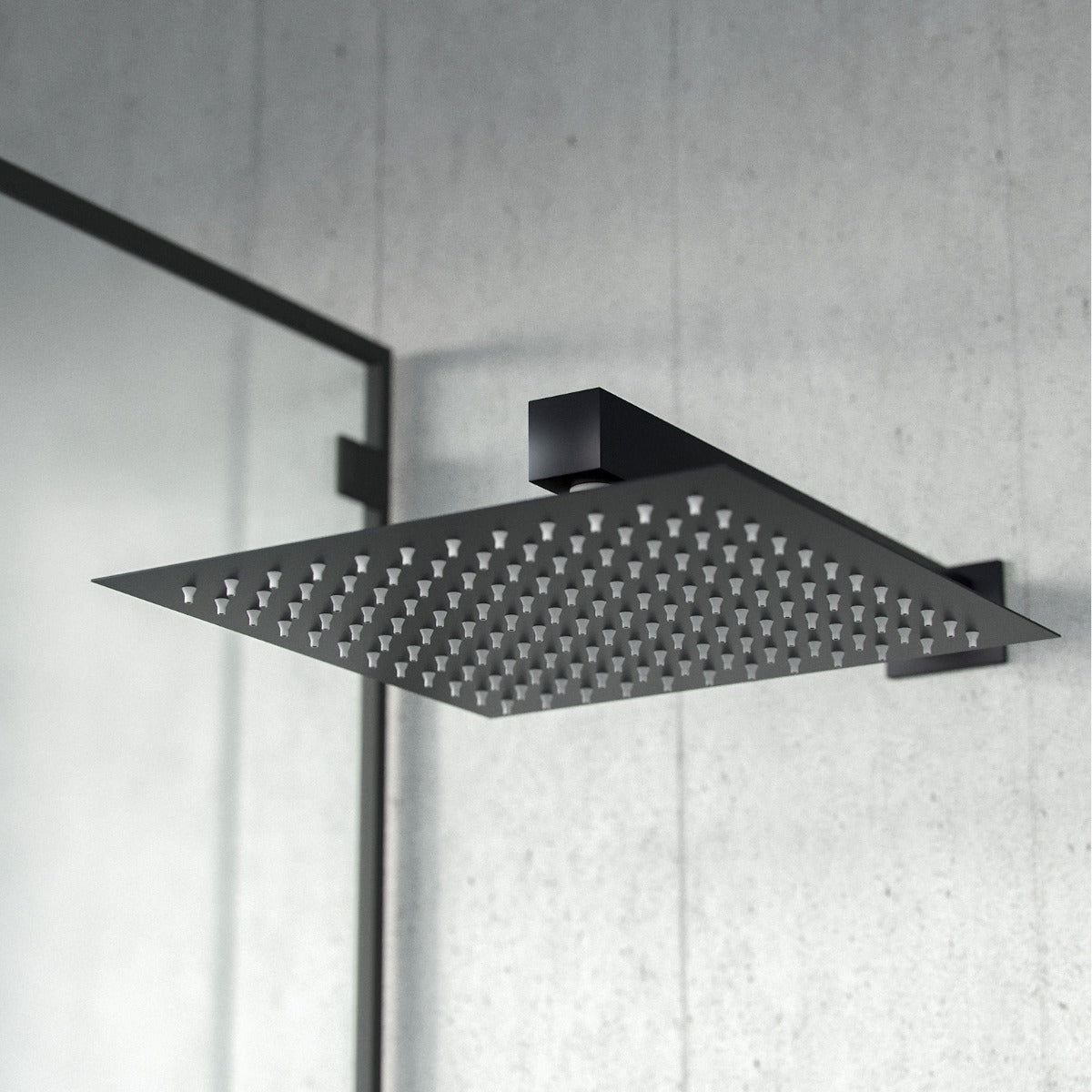 Temel Matte Black Voilet 2 Dial Thermostatic Mixer Outlet Square Shower Rail & Handset