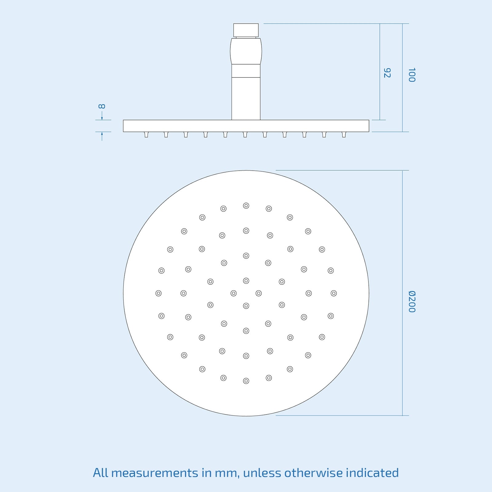 Lily Round Concealed Thermostatic Shower Valve Mixer Set LED Ceiling Head