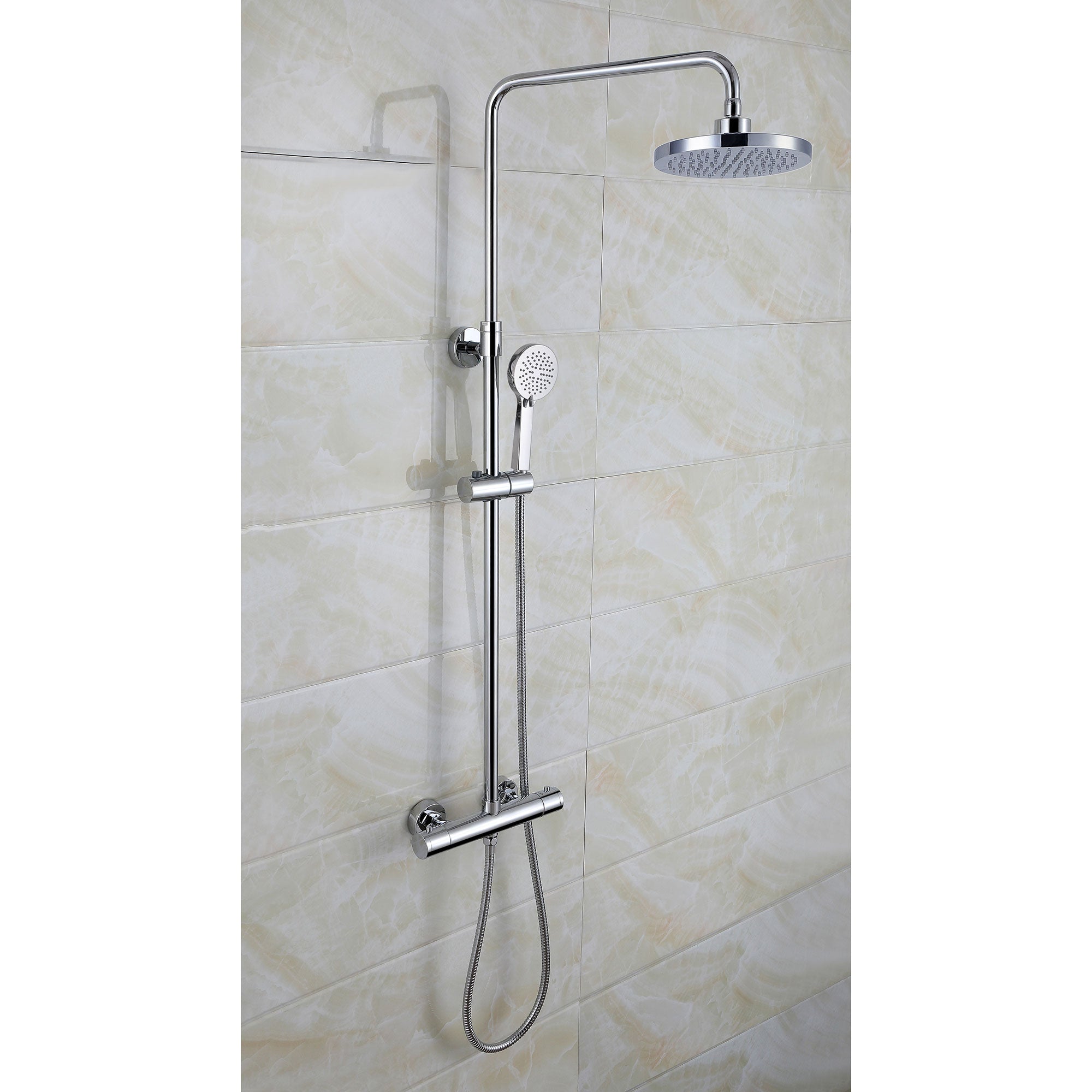 Modern Round Thermostatic Wall Mounted Dual Control Riser Shower Mixer