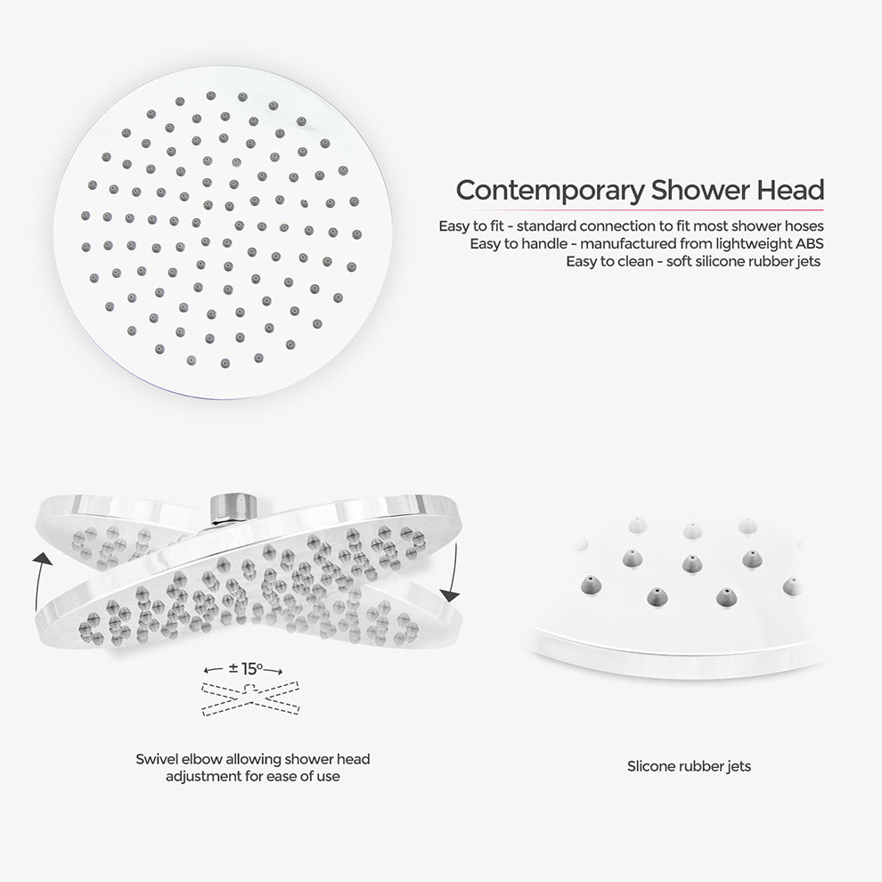 Vulco Round 3 Dial 2 Way Round Concealed Thermostatic Valve, Shower Head & Handset Set