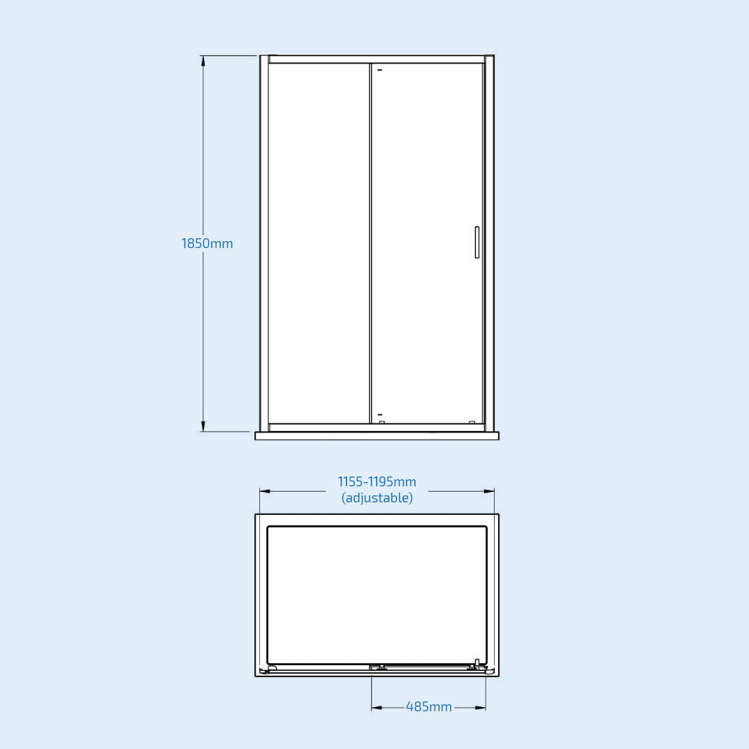 Sliding Shower Enclosure Door 1200mm X 1850mm Matt Black