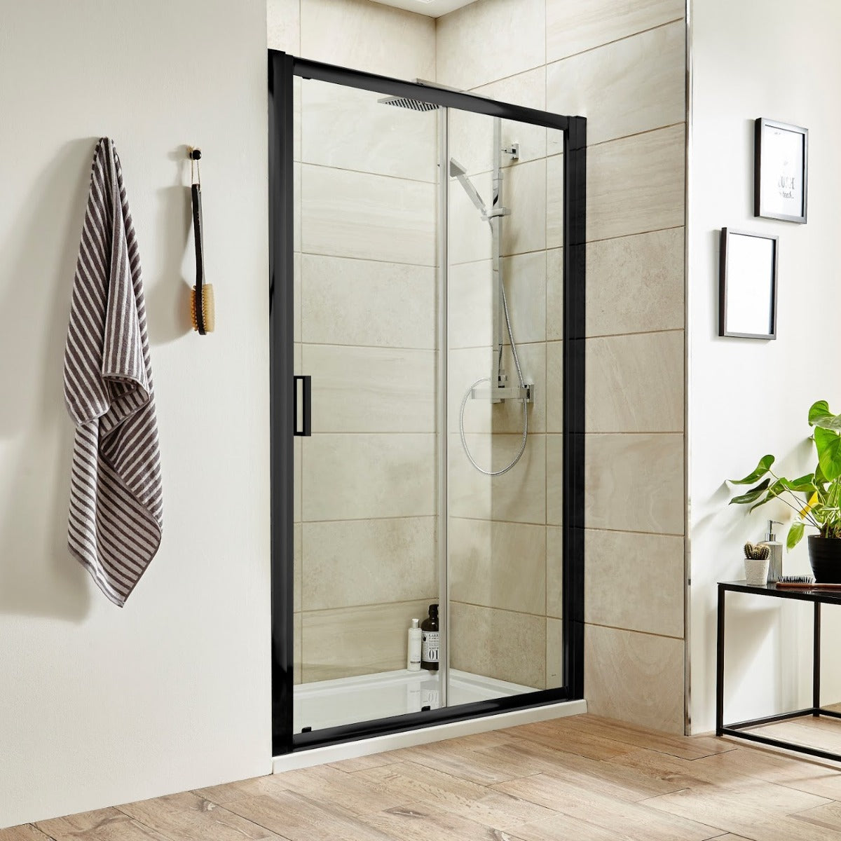 Sliding Shower Enclosure Door 1200mm X 1850mm Matt Black