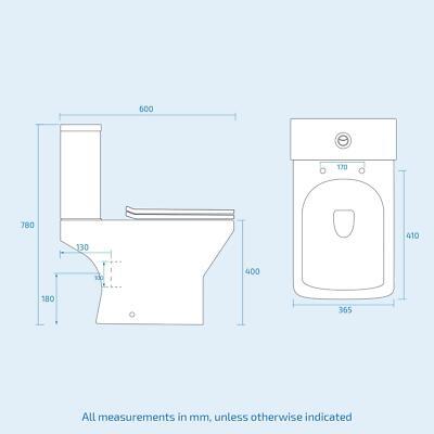 400mm Wall Hung Vanity and Close Coupled Toilet with Soft Close Seat