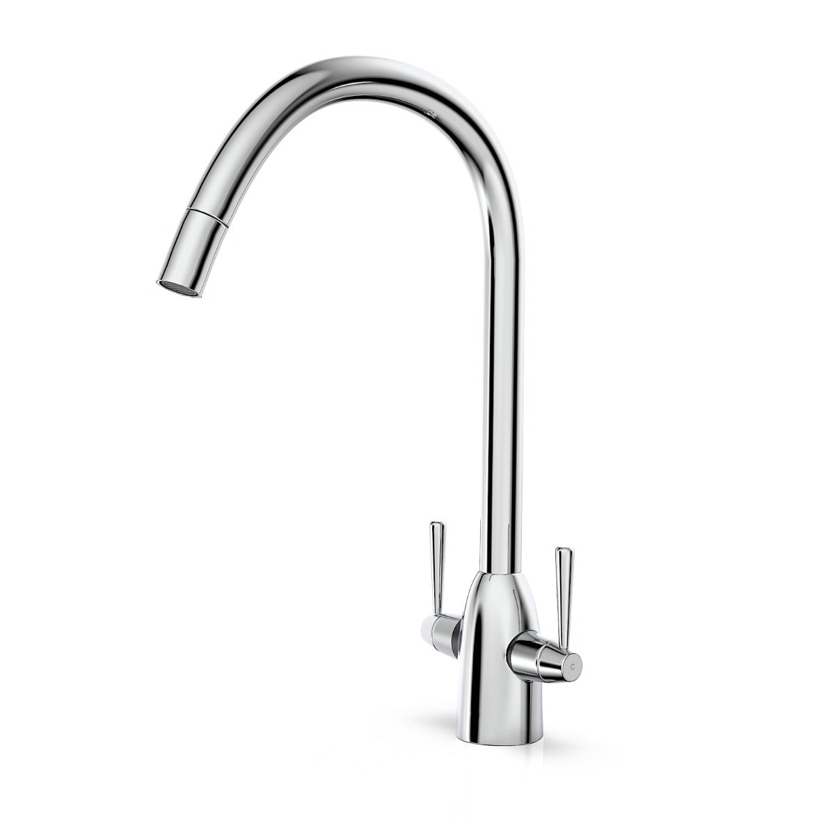 Beni Twin Lever Chrome Kitchen Sink Mixer Tap With Swivel Spout