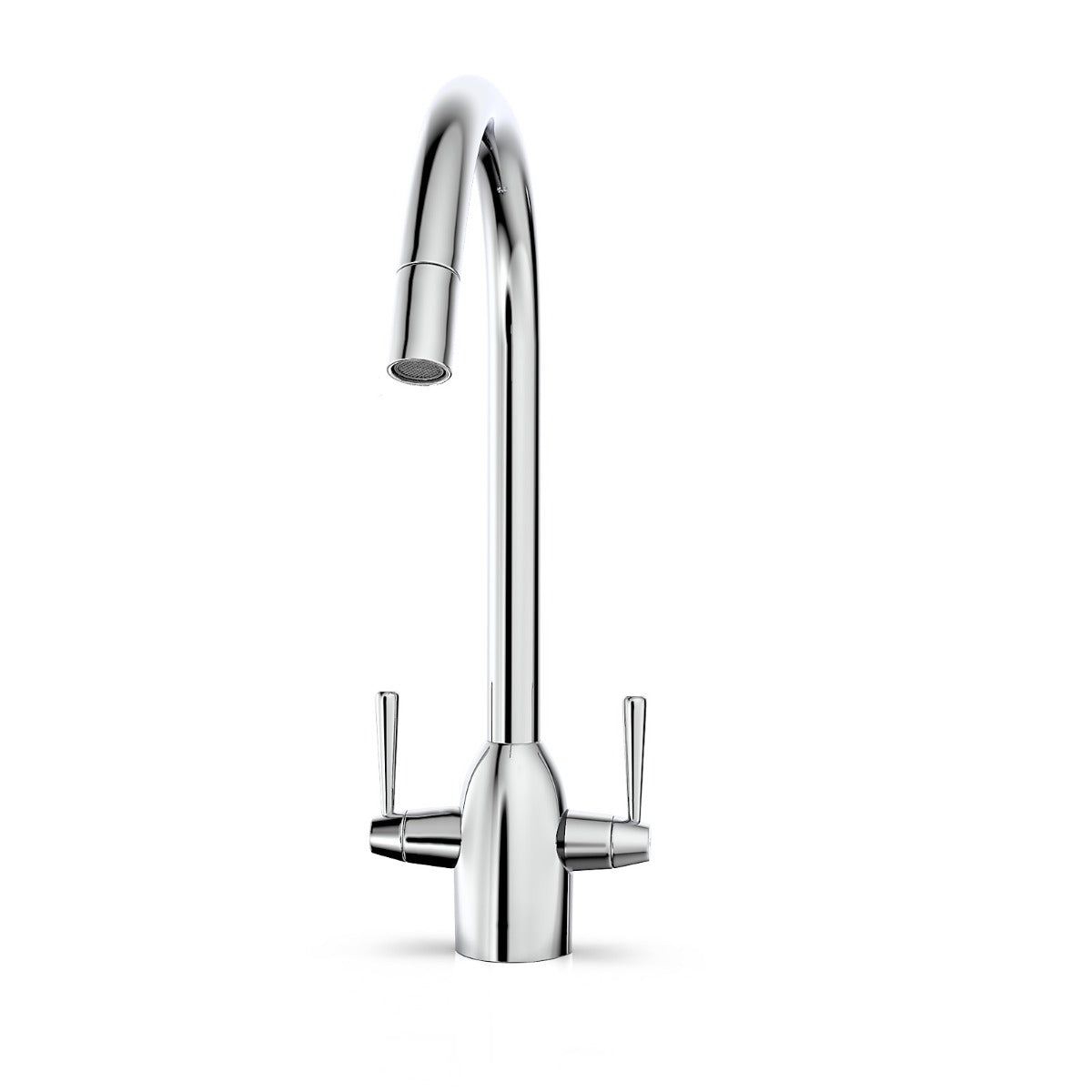 Beni Twin Lever Chrome Kitchen Sink Mixer Tap With Swivel Spout