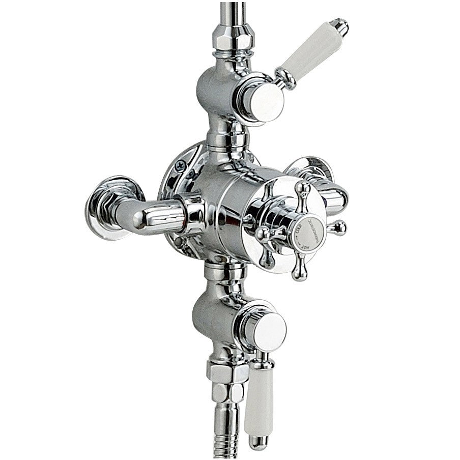 Traditional Victorian Thermostatic 8” Shower Valve With Brass Slider Rail