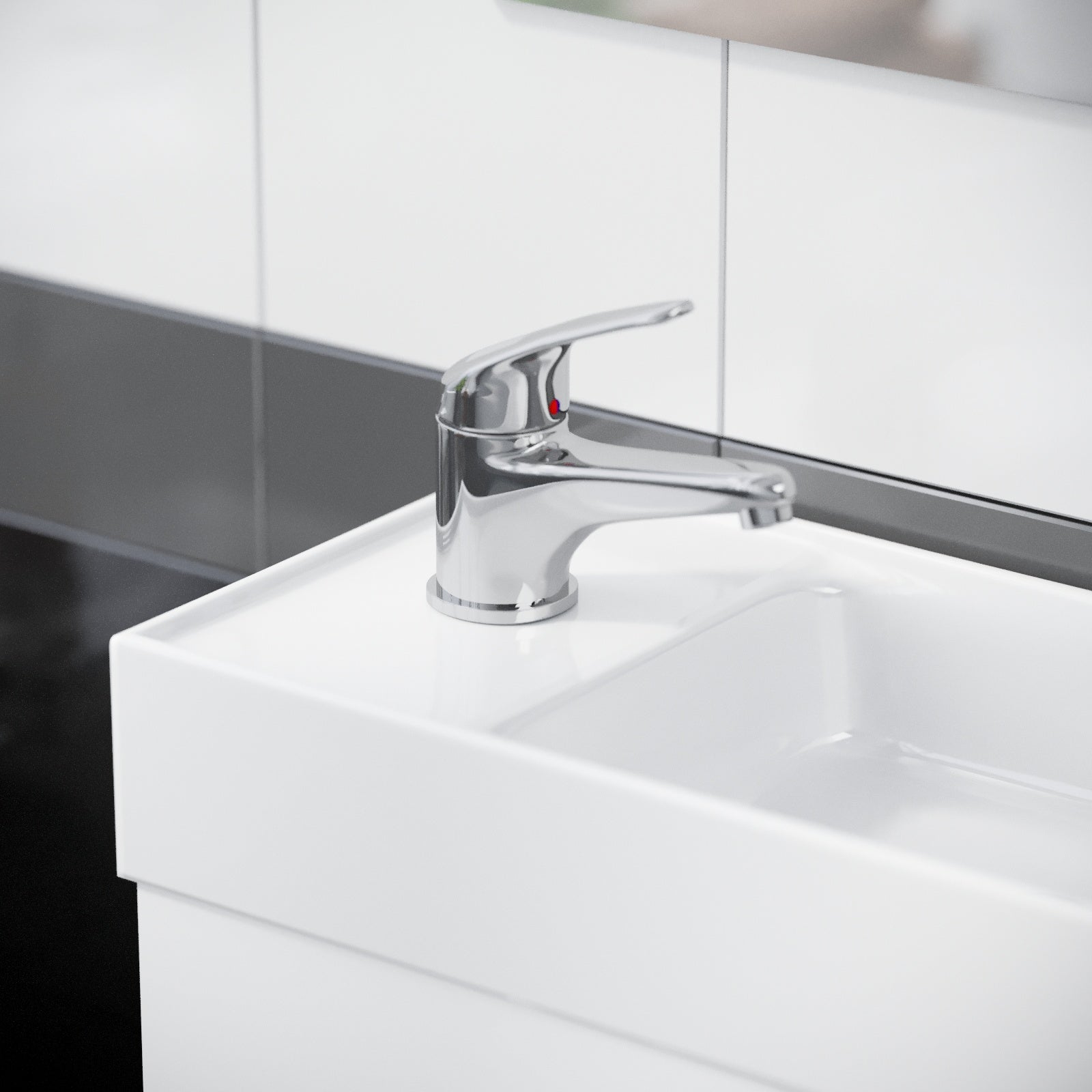 Studio Contemporary Chrome Set Of Basin Mono Mixer Tap & Bath Shower Mixer Tap