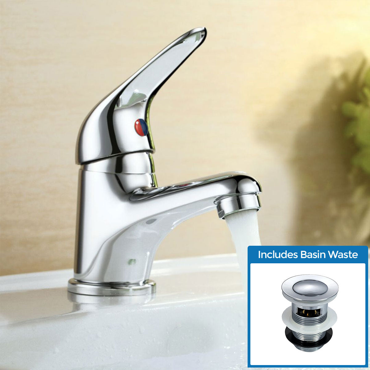 Studio Modern Chrome Basin Mono Mixer Tap & Waste