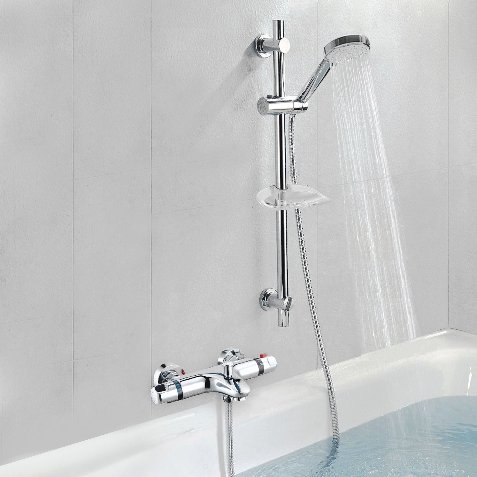 Shower Mixer Riser Thermostatic Wall Mounted Valve Bath Shower Mixer Riser Kit / 3 Mode H