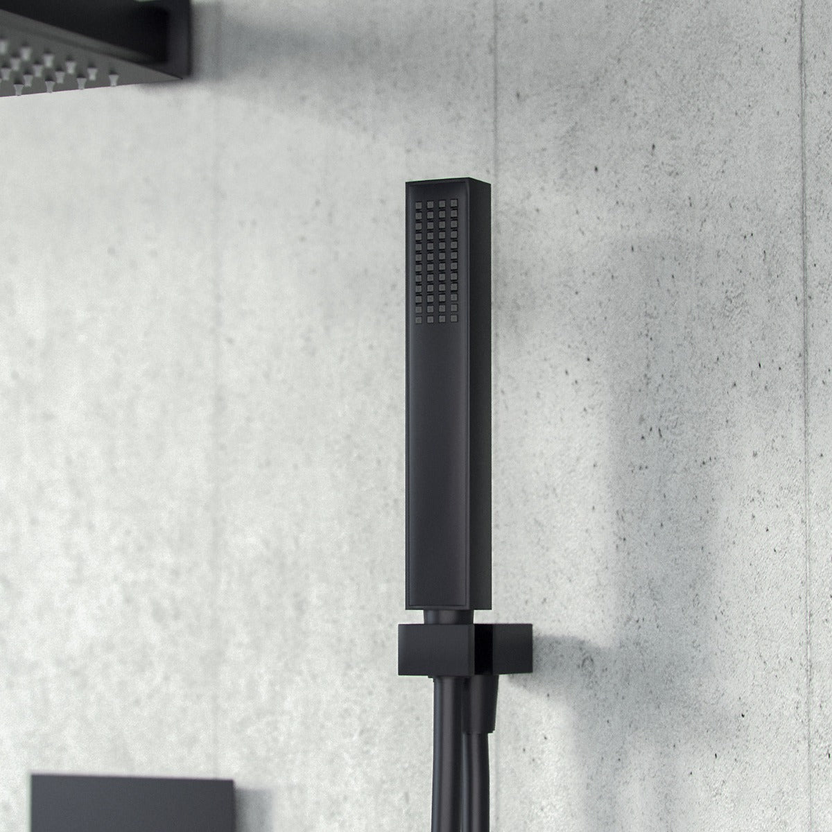Temel Matte Black Voilet 2 Dial 2 Outlet Square Concealed Thermostatic Mixer Valve, Shower Head & Handset