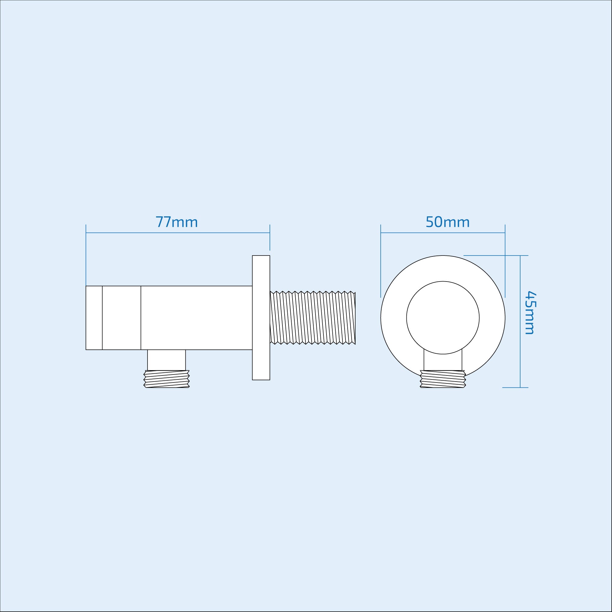 Round Chrome Wall Outlet Elbow Hose Connector with Shower Handset Holder