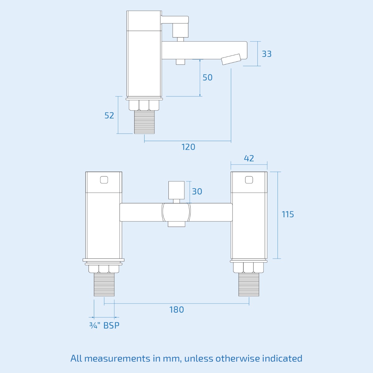 Newport Square Basin Sink Mono Mixer Tap & Bath Shower Mixer Tap Chrome