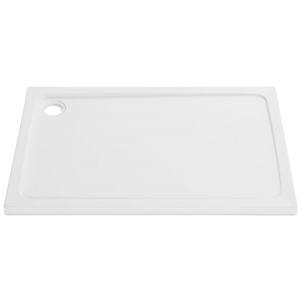 Small White Shower Tray Low Profile Rectangle 900 x 760 and Fast Flow Waste