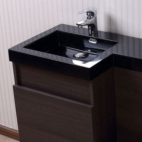 Zurzal 1000mm RH Black Basin Vanity Unit & Welbourne Back To Wall Toilet Oak