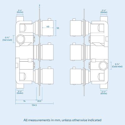 Calla Two-Way Concealed Valve With Round Slim Ceiling Shower Head and Shower Rail Kit