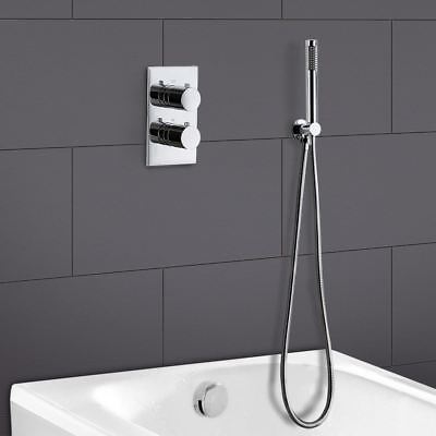 2 Dial 2 Way Round Concealed Thermostatic Mixer Valve Hand Shower Bath Filler