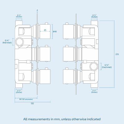 Calla Concealed Two-Way Three-Dial Valve With Slim Round Ceiling Shower Head And Handset Kit