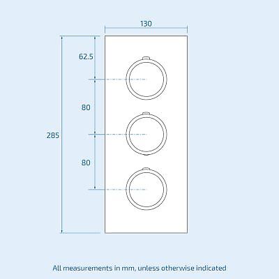 Calla Concealed Two-Way Three-Dial Valve With Slim Round Wall Mounted Shower Head And Pencil Handset Kit