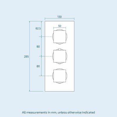 Orta Square 3 Dial 2 Outlet Black Matt Concealed Thermostatic Shower Valve