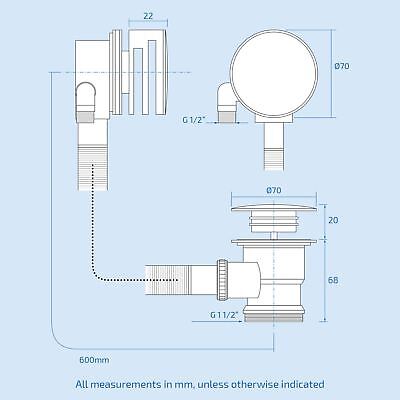 2 Dial 2 Way Round Concealed Thermostatic Mixer Valve Hand Shower Bath Filler