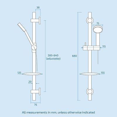 Calla Concealed Two-Way Valve with Slim Round Ceiling Shower Head and Shower Rail Kit