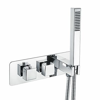 Bathroom 2 Way Concealed Thermostatic Shower Mixer Ultra Slim Head & Handset