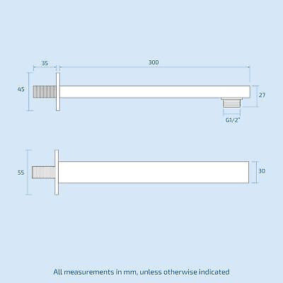 Temel Thermostatic Concealed Shower Mixer Bathroom Square Slim Chrome Head Set