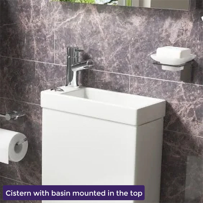 2 in 1 Compact Basin Close Coupled Toilet Combo Space Saver Cloakroom Unit