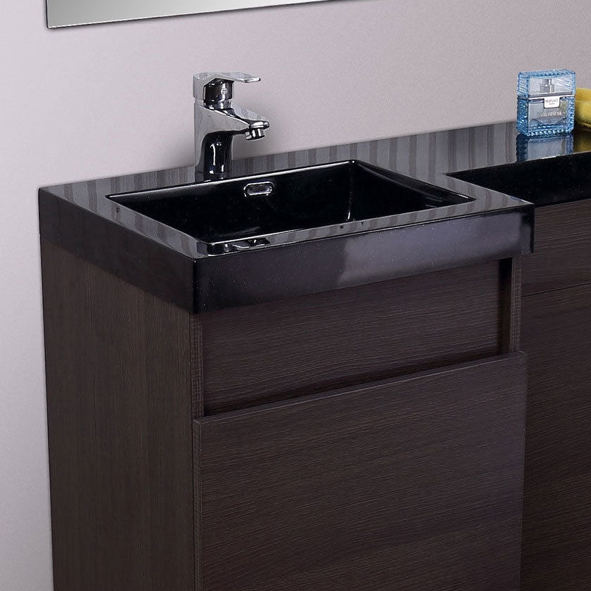 Zurzal 1000mm RH Black Basin Vanity Unit & Welbourne Back To Wall Toilet Oak