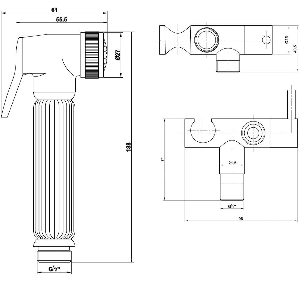 Luxury Douche Kit with Integrated Shut Off Valve & Holder