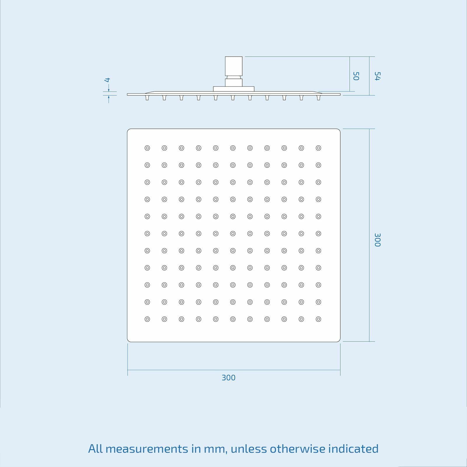 Olive 3 Way Square Concealed Thermostatic Hand Held Bath Shower 300 Slim Head