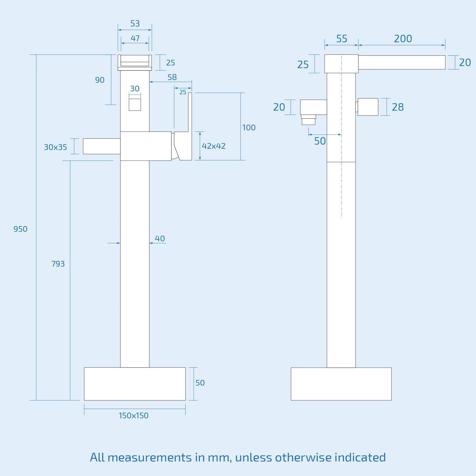 Ozone Modern Freestanding Waterfall Bath Shower Mixer Tap With Handset Kit & Basin Mixer Tap + Waste