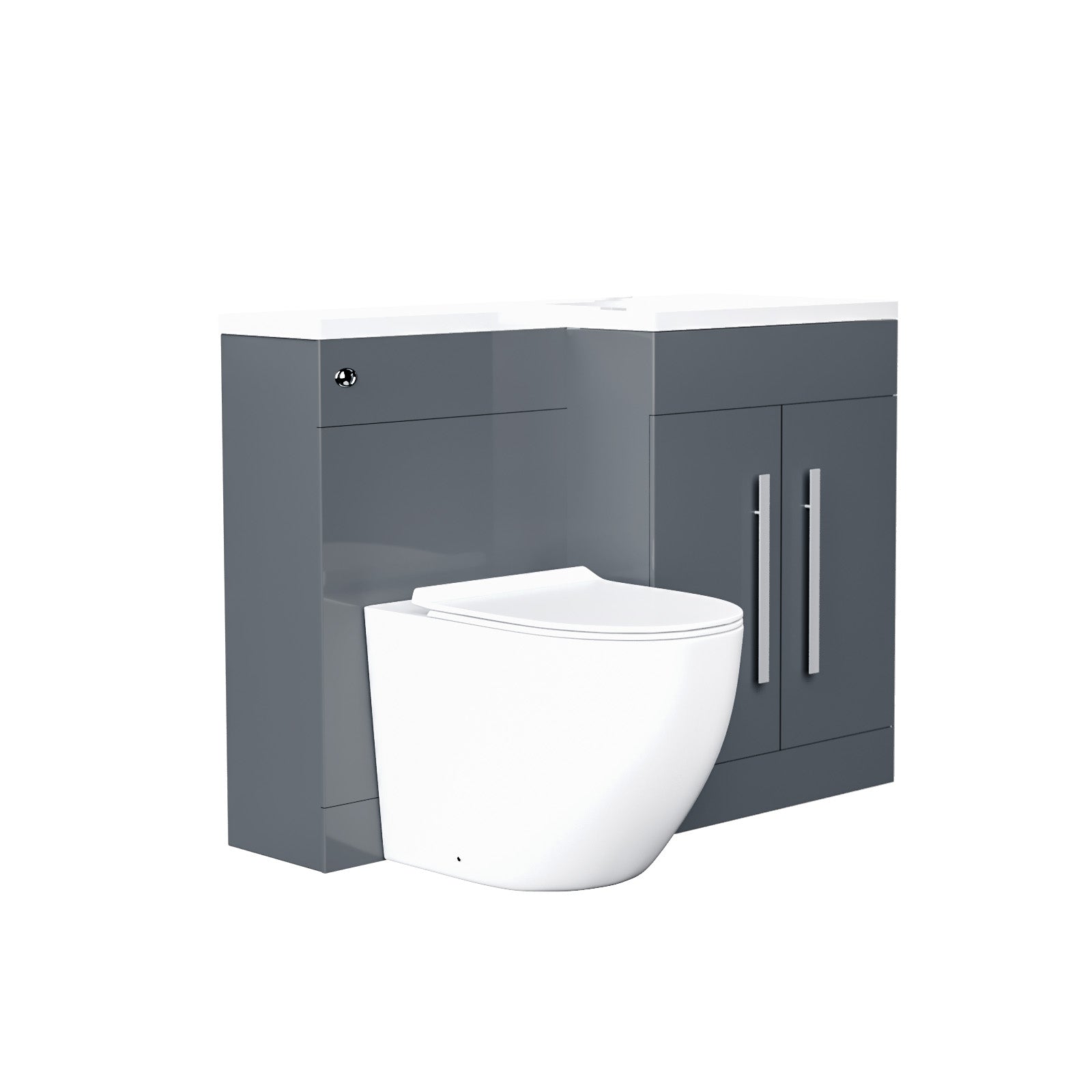 Aric 1100mm Right Hand Side Freestanding Grey Vanity with BTW Toilet, WC and Basin