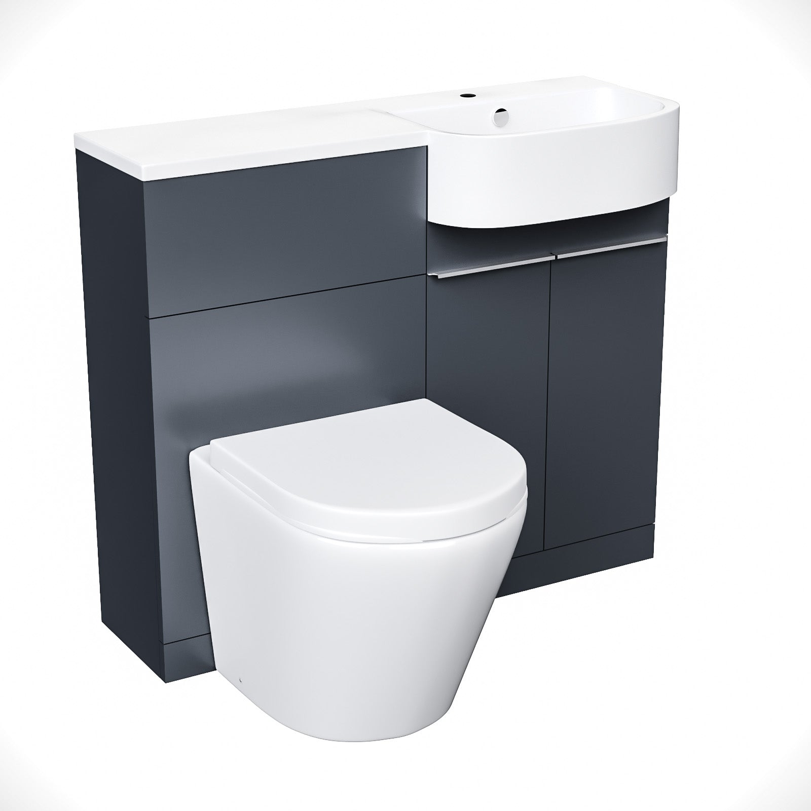 Carlo 1000 P Shape Matt Grey Bathroom Vanity with WC Set - Basin Right