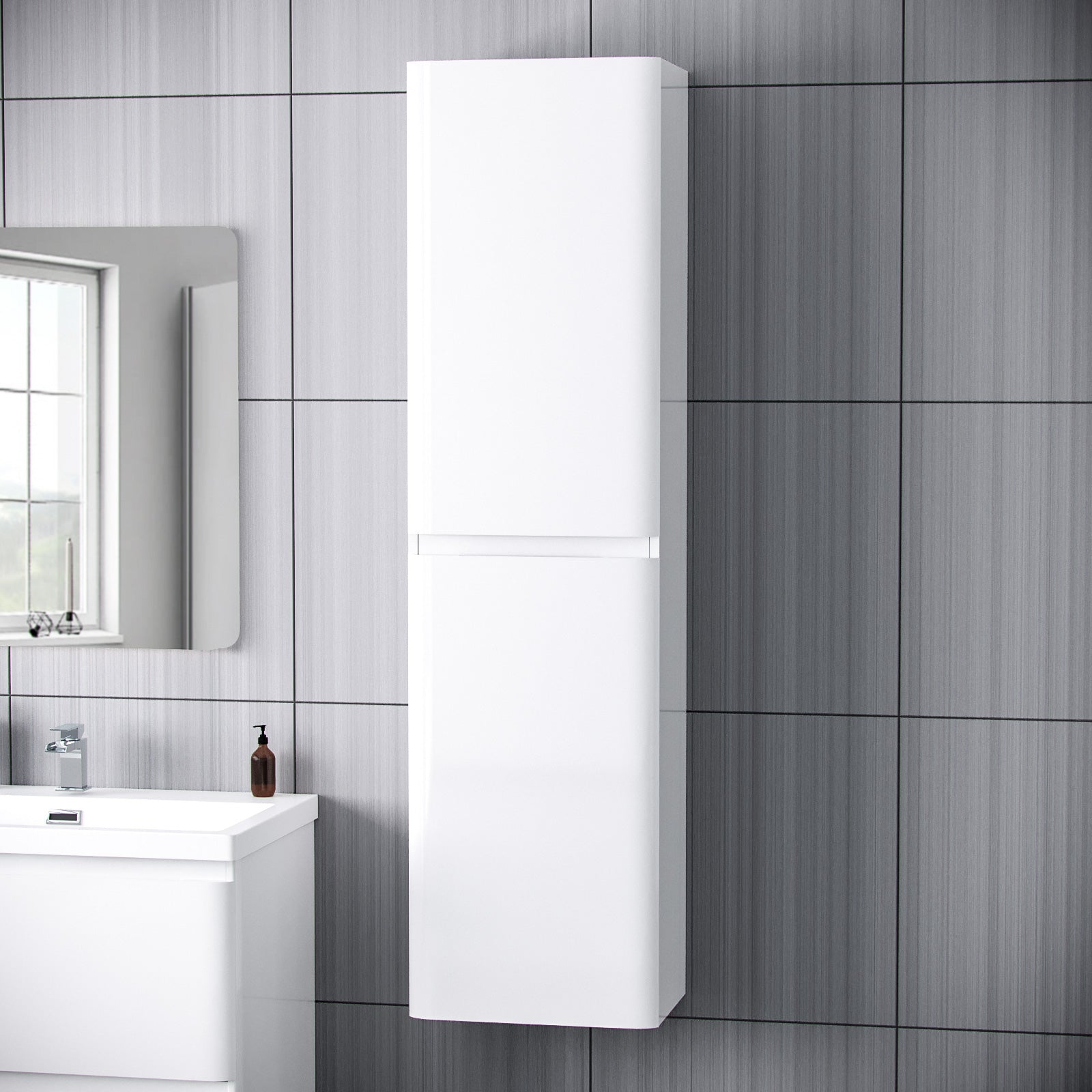 Alaska 800mm Floorstanding Vanity Basin Unit & Modern Tall Wall Hung Cabinet White