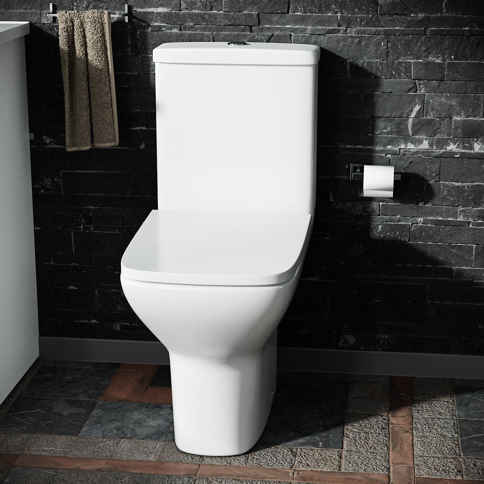 Sandra Modern Square Rimless Close Coupled Toilet With Soft Close Seat