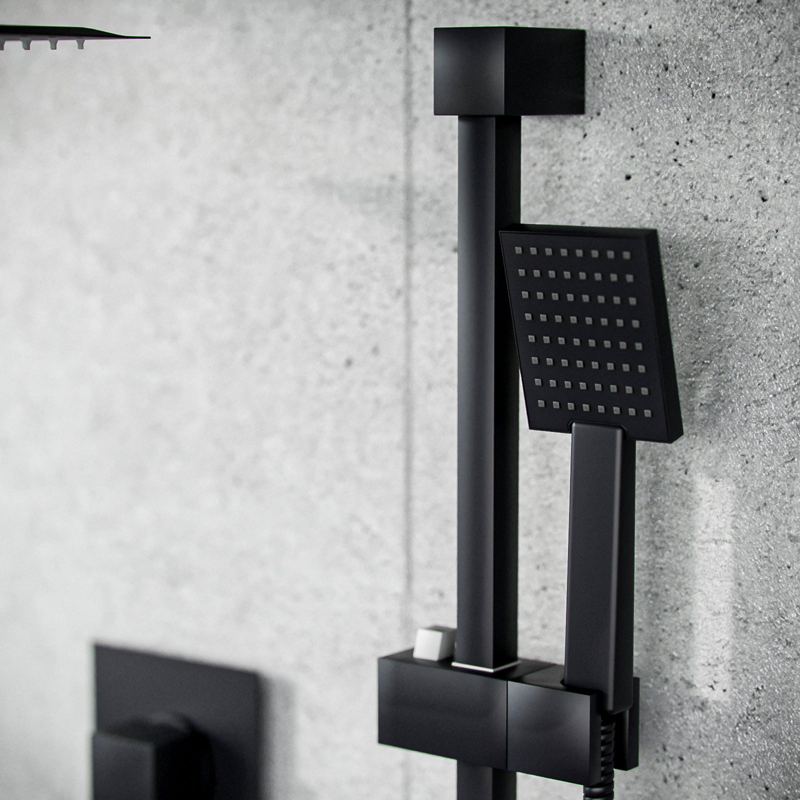 Temel Matt Black Rainfall Shower with Thermostatic Control and Hand Held Kit