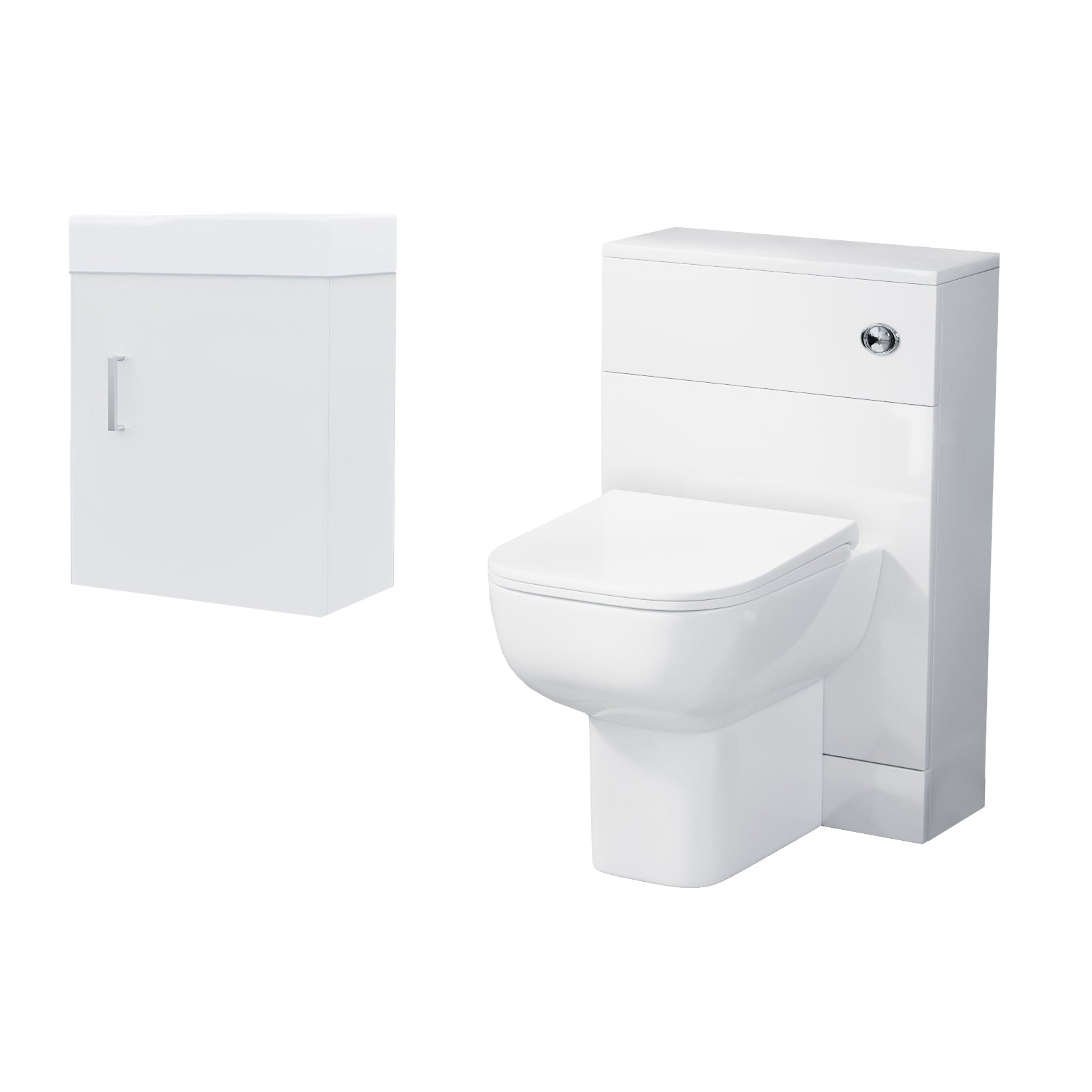 Nanuya 400mm Cloakroom Wall Hung Basin Vanity Unit & Concealed Cistern WC Toilet Pan White