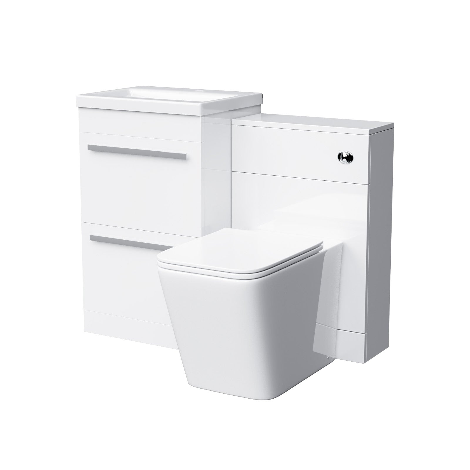 Nanuya 500mm Basin Vanity Cabinet & WC with Lyndon Square Rimless Toilet